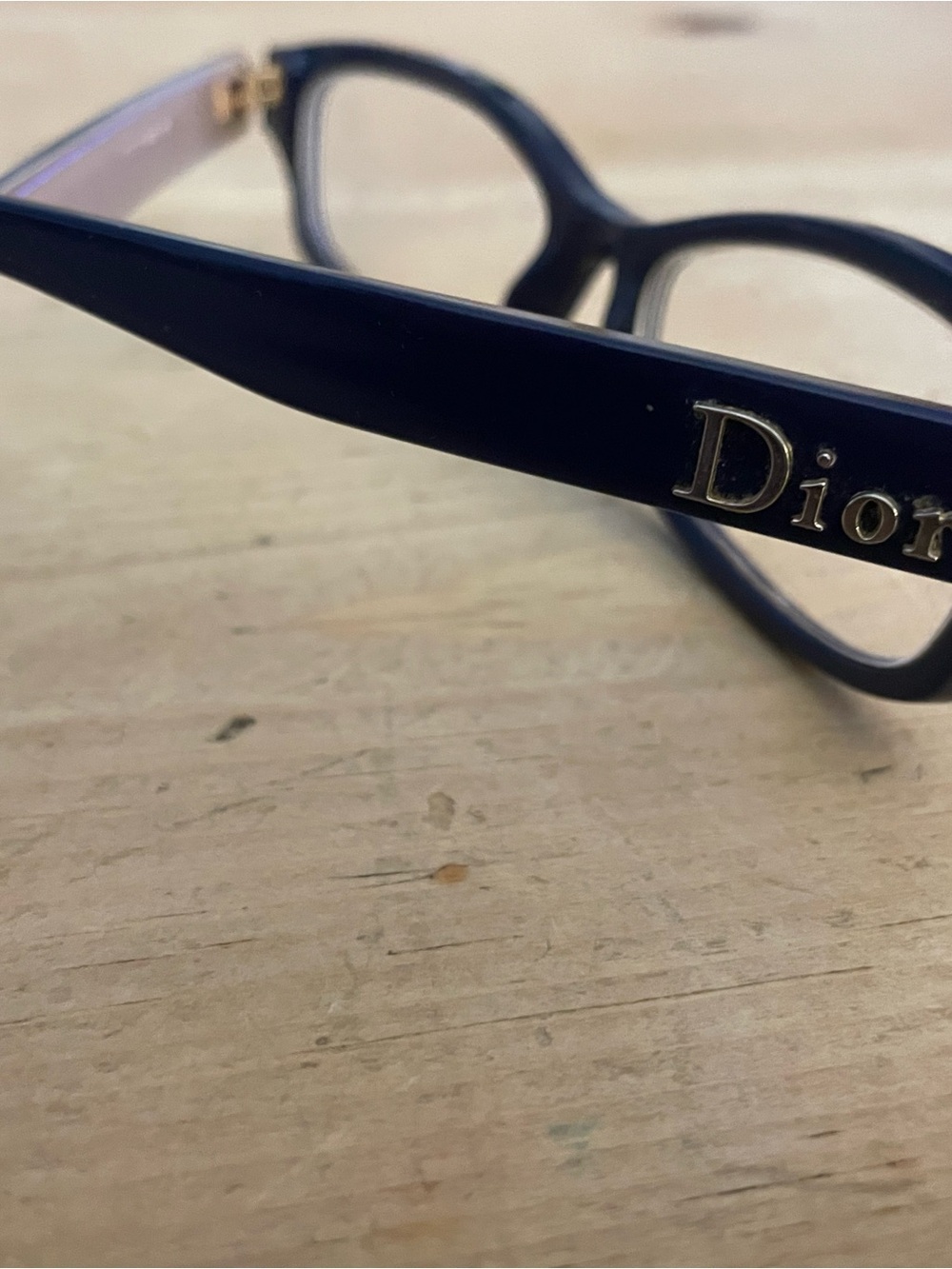 Dior Navy Blue Cat-Eye Optical Glasses with Gold Logo